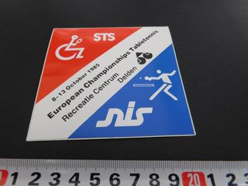 sticker Delden NIS 1985 Tabletennis European Championships  beschikbaar voor biedingen