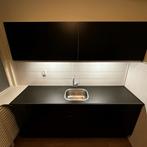 Keukenblok met spoelbak 212L x 60D x 90H mat zwart, Ophalen, Gebruikt, Overige materialen, Zwart