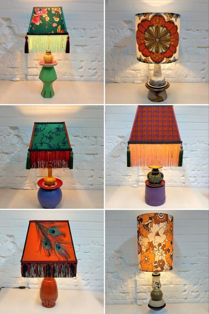 Tafellamp keramiek lampenkap nieuw gemaakt creatieve zusjes, Huis en Inrichting, Lampen | Tafellampen, Zo goed als nieuw, 50 tot 75 cm