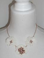 Witte voile strass bloemen choker ketting, Goud, Overige materialen, Met strass, Gebruikt