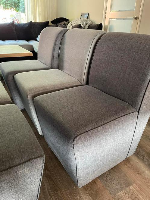 6 Grijze Eetkamerstoelen met Wieltjes, Antiek en Kunst, Antiek | Meubels | Stoelen en Banken, Ophalen