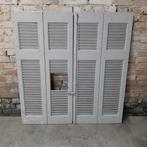 Oude houten luiken set 4dlg shutters louvre deurtjes H132 cm, Gebruikt, Ophalen of Verzenden