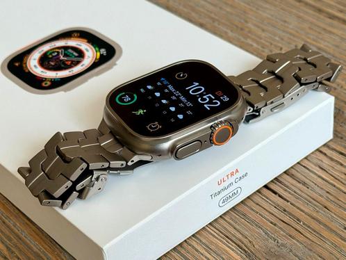 Apple Watch Ultra Titanium, als nieuw met titanium bandje!, Sieraden, Tassen en Uiterlijk, Smartwatches, Zo goed als nieuw, iOS