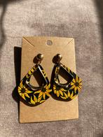 Handbeschilderde Oorbellen Sunflower Black🌻, Overige materialen, Overige kleuren, Nieuw, Ophalen of Verzenden
