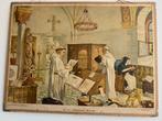 Oude Schoolplaat: Klooster in de Middeleeuwen, Verzamelen, Gebruikt, Ophalen of Verzenden, Gebouw, Voor 1940