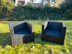 Gratis: 2x tuin lounge stoel zwart, Tuin en Terras, Tuinstoelen, Plastic, Gebruikt, Ophalen