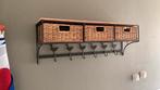 kapstok hout met mandjes, 6 haakjes, Huis en Inrichting, Woonaccessoires | Kapstokken, Gebruikt, Minder dan 100 cm, Hout, Ophalen