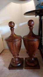 2 stuks houten pionnen ZEER GROOT mooi houtsnijwerk!70x25, Ophalen