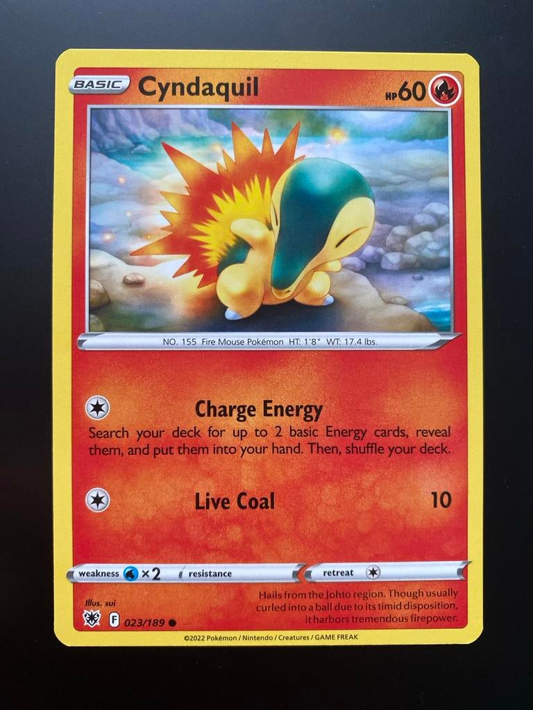Cyndaquil 023/189 Pokémon Sworld & Shield Astral Radiance, Ophalen of Verzenden, Zo goed als nieuw, Losse kaart