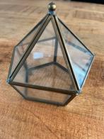 Vintage Glazen doosje messing. Klein Terrarium voor plantjes, Ophalen of Verzenden, Zo goed als nieuw