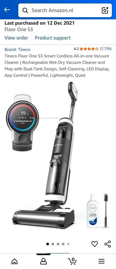 Tineco Floor One S3 Smart Cordless All-in-one Vacuum Cleaner, Witgoed en Apparatuur, Stofzuigers, Gebruikt, Waterstofzuiger, Reservoir