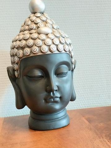 Boeddha hoofd zwart zilver 30cm hoog. beschikbaar voor biedingen