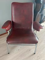 Vintage jaren 60 fauteuil, Minder dan 75 cm, Leer, Ophalen of Verzenden, Zo goed als nieuw