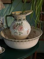 Antiek Lampetstel met Bloemdecoratie, Ophalen of Verzenden