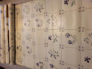 VINTAGE 70 jaar oud restje vinyl behang beschikbaar voor biedingen