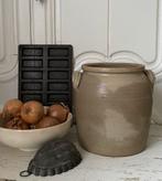 Brocante oude Franse grespot / gres pot beboterd, Antiek en Kunst, Ophalen of Verzenden