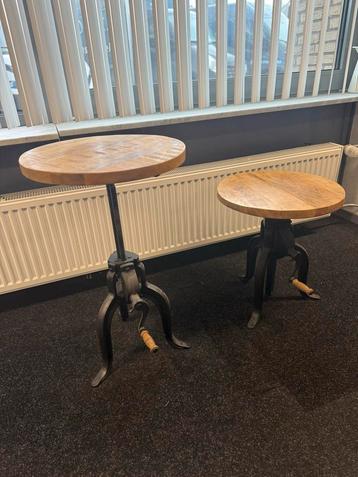 Set van twee bijzondere bijzettafels van mangohout beschikbaar voor biedingen