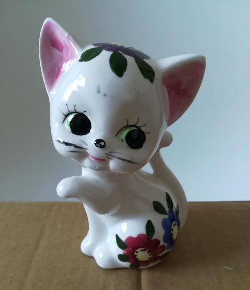 Vintage Keramieken Kat Japan 1970s, Verzamelen, Beelden en Beeldjes, Zo goed als nieuw, Dier, Ophalen of Verzenden