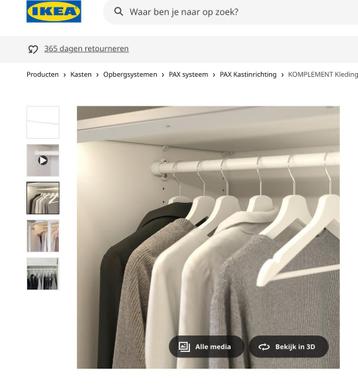 Ikea pax kledingroede wit 100cm - afbeelding 2