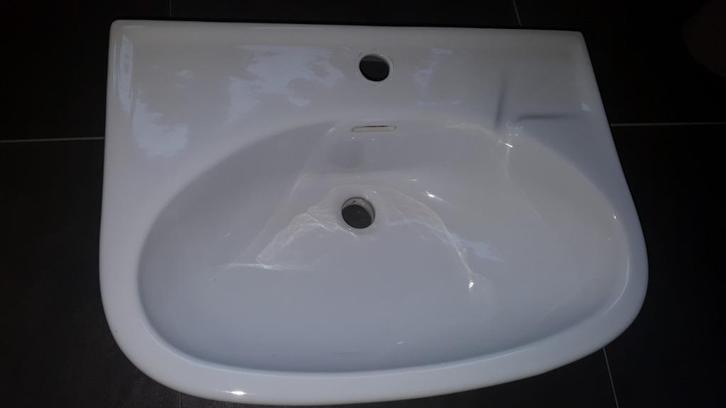 Wastafel wit retro kraangat overloop keramiek, Doe-het-zelf en Verbouw, Sanitair, Gebruikt, Wastafel, Ophalen of Verzenden