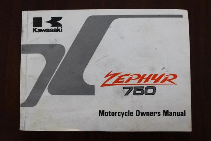 Kawasaki Zephyr 750 1990 motorcycle owner's manual ZR750-C1, Motoren, Handleidingen en Instructieboekjes, Kawasaki, Ophalen of Verzenden
