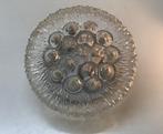 Prachtige vintage plafondlamp, blank glas met punt motief, Ophalen of Verzenden, Zo goed als nieuw, Glas, Retro