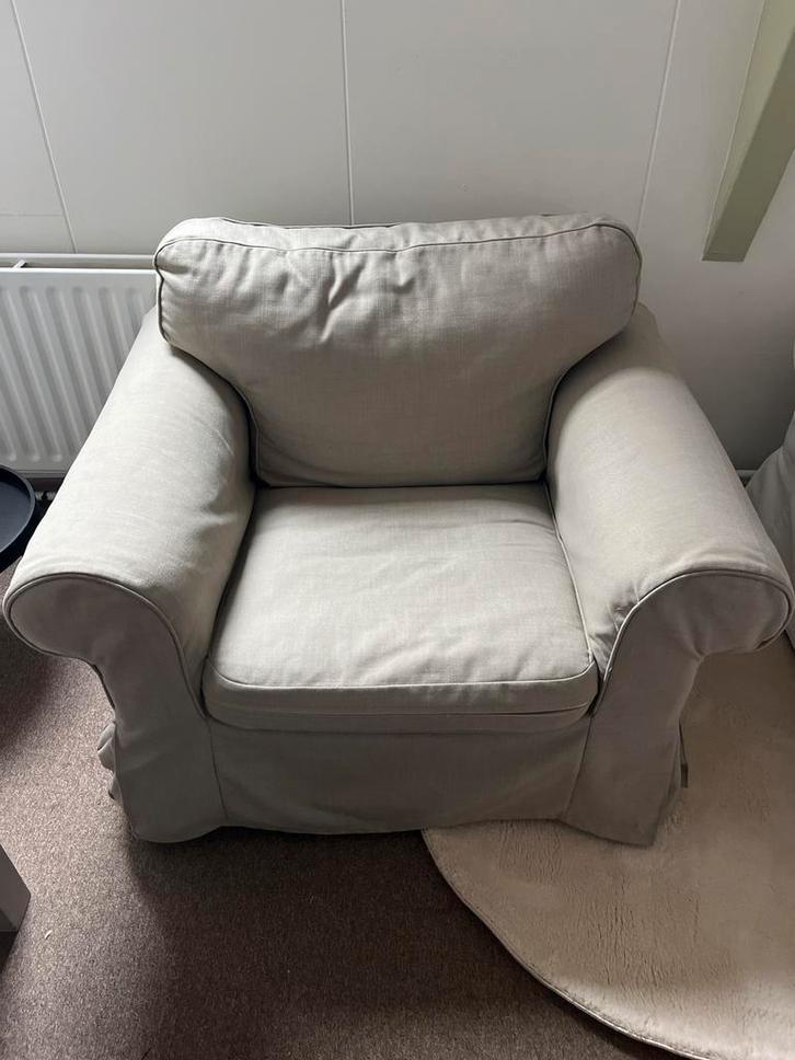 EKTORP Fauteuil, Hillared beige, Huis en Inrichting, Fauteuils, Gebruikt, Stof, 100 tot 125 cm, 75 tot 100 cm, Ophalen
