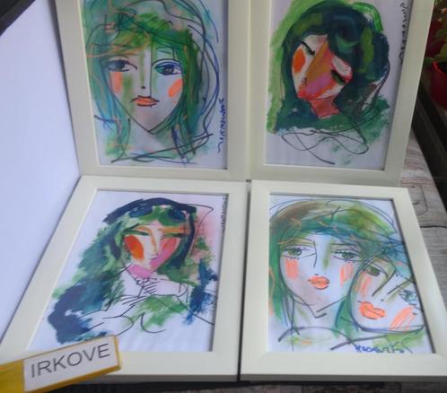 VIER MODERNE VROUWENPORTRETTEN * Gesigneerd *, Antiek en Kunst, Kunst | Schilderijen | Modern, Verzenden