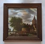 Vintage tegel van MOSA Maastricht in houten lijst., Antiek en Kunst, Ophalen of Verzenden