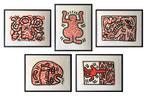 Unieke SET • 5 litho’s Keith Haring “LUDO” + certificaten, Antiek en Kunst, Ophalen of Verzenden