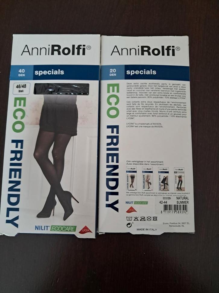 Anni Rolfi eco friendly 20d nat.  42-44 en 40d zwart 46-48, Kleding | Dames, Leggings, Maillots en Panty's, Nieuw, Panty, Zwart
