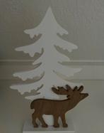 Houten kerstboom met hert, Ophalen of Verzenden