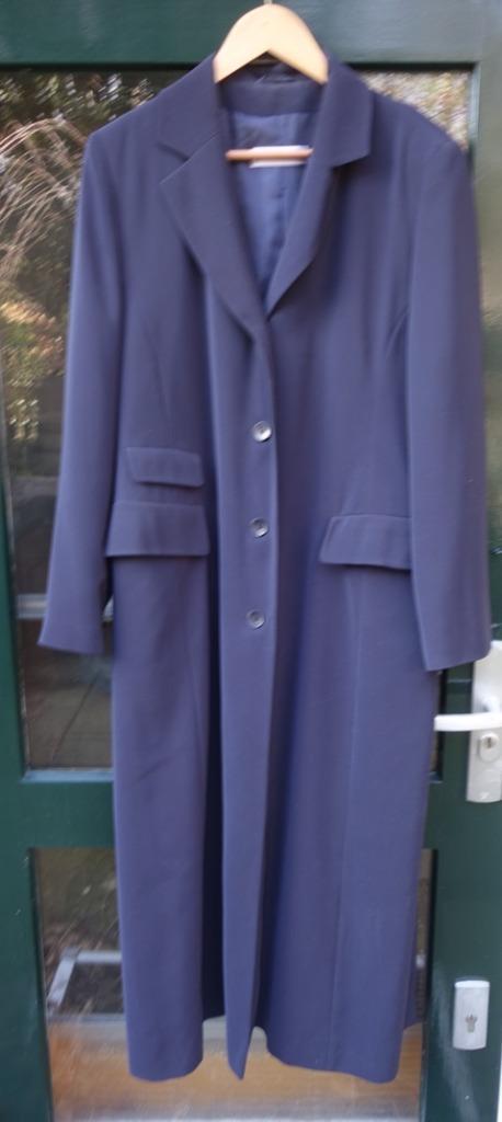 Lange zwarte gevoerde wollen/kasjmier jas van Eduard Pelger, Kleding | Heren, Jassen | Winter, Gedragen, Maat 52/54 (L), Zwart