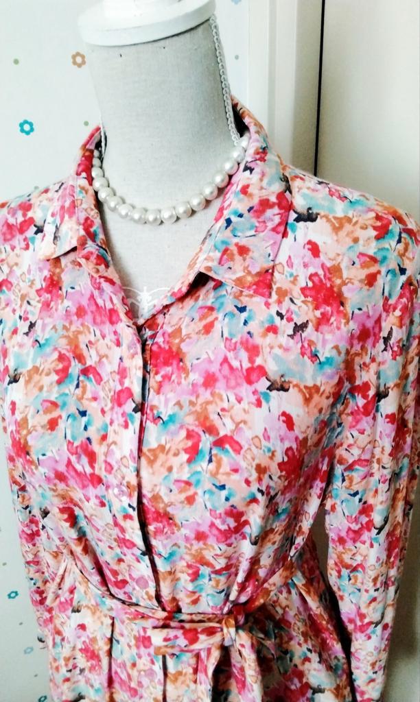 YDENCE,  prachtig rose gebloemde jurk,  maat M-L., Kleding | Dames, Jurken, Zo goed als nieuw, Roze, Onder de knie, Ophalen of Verzenden