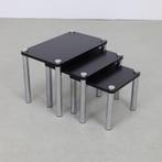 Nesting Tables in Chrome and Wood, set/3, Huis en Inrichting, Ophalen
