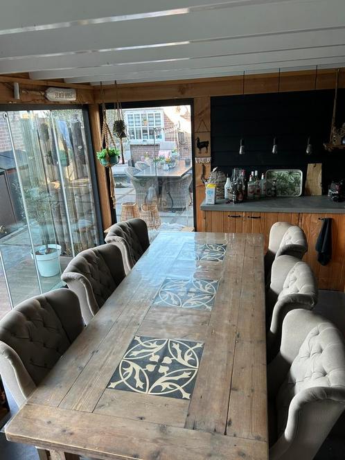 Eethoek met 6 comfortabele stoelen, Huis en Inrichting, Tafels | Eettafels, Gebruikt, 100 tot 150 cm, 200 cm of meer, Vijf personen of meer