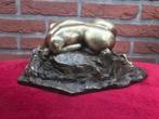 bronzen topbeeld, liggend naakt, Antiek en Kunst, Kunst | Beelden en Houtsnijwerken, Ophalen of Verzenden