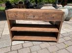 Stoere sidetable met 3 lades. Old Wood. Aktie!, Huis en Inrichting, Tafels | Sidetables, Ophalen, 100 tot 150 cm, Teakhout, Zo goed als nieuw