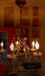 Kroonluchter Italiaans blauw geslepen glas antiek, Ophalen, Gebruikt, Glas, Antiek eclectisch