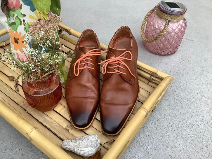 Melik leren schoen maat 41, Kleding | Heren, Schoenen, Zo goed als nieuw, Veterschoenen, Bruin, Ophalen of Verzenden