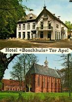 Hotel Boschhuis Ter Apel - 2 afb, hotel + kerk - gelopen, Ophalen of Verzenden, 1960 tot 1980, Gelopen, Overijssel