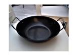 roerbak pan zwart aluminium 2 oren/doorsnee 25 cm, Ophalen of Verzenden, Zo goed als nieuw, Rvs, Wok