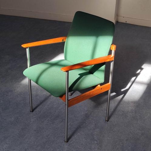 Vintage Fristho Thereca stoel, Huis en Inrichting, Stoelen, Gebruikt, Eén, Hout, Metaal, Stof, Overige kleuren, Ophalen