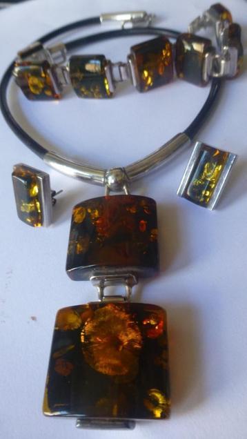 Zilveren Collier + Armband + Oorbellen BARNSTEEN gesigneerd beschikbaar voor biedingen