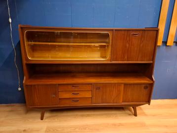Vintage highboard wandkast teak kast buffetkast servieskast  beschikbaar voor biedingen