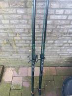 Karperset  2x hengels met molens, Watersport en Boten, Hengelsport | Karpervissen, Ophalen, Zo goed als nieuw, Complete set