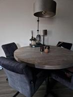 250 euro eethoek tafel met 4 velvet stoelen 2jr oud, Rond, Ophalen of Verzenden, Zo goed als nieuw, Vier personen