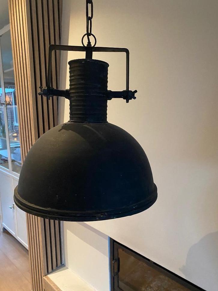industriële hanglamp mat zwart, Huis en Inrichting, Lampen | Hanglampen, Gebruikt, Minder dan 50 cm, Metaal, Ophalen
