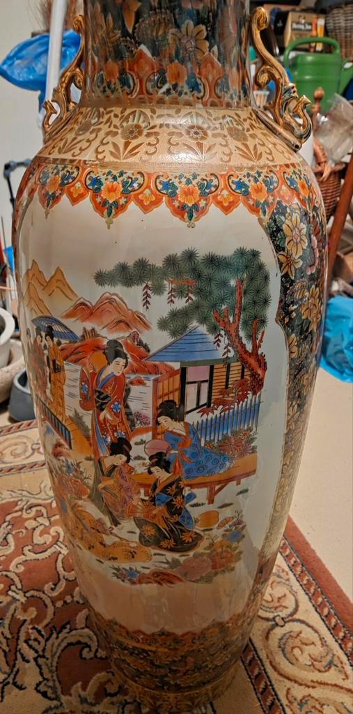 Grote decoratieve vaas met Japans tafereel, Antiek en Kunst, Antiek | Vazen, Ophalen