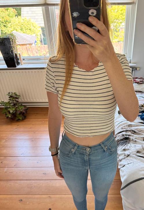 Only gestreepte crop top – maat S, Kleding | Dames, Tops, Zo goed als nieuw, Maat 36 (S), Wit, Korte mouw, Ophalen of Verzenden
